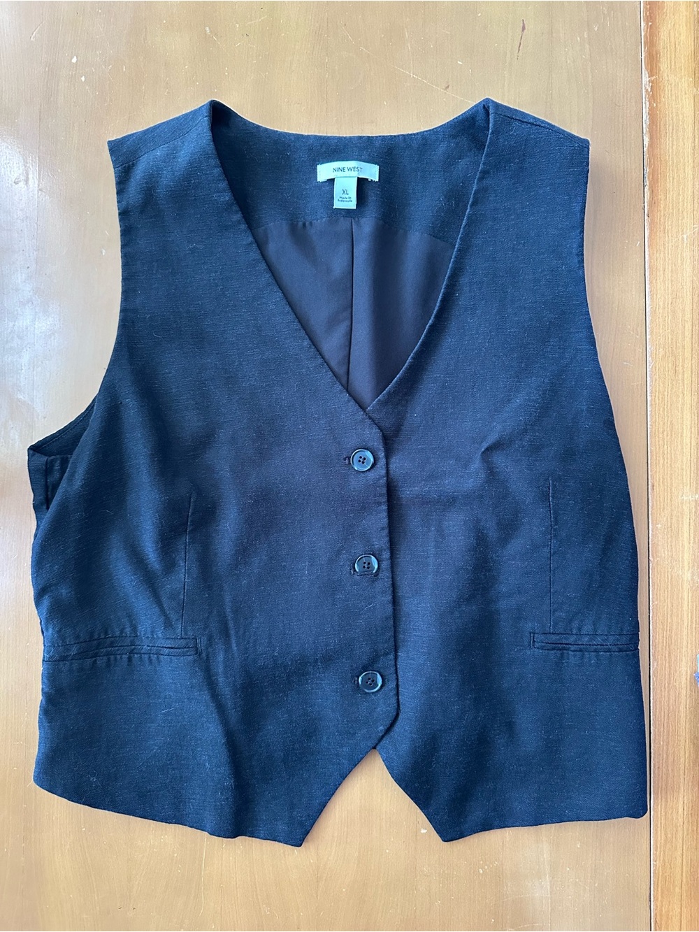 Nine West Black Textured Minimal Vest